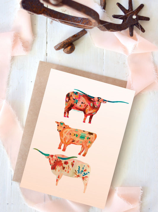 Texas Longhorn Blank Card, Cow Card, Western Greeting Card