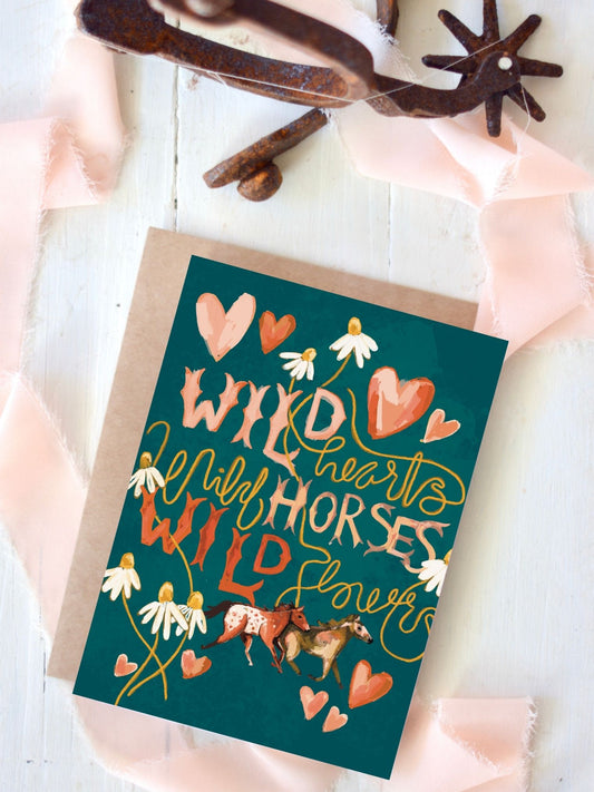Wild Horse Hearts Cowgirl Birthday, Western Greeting Card