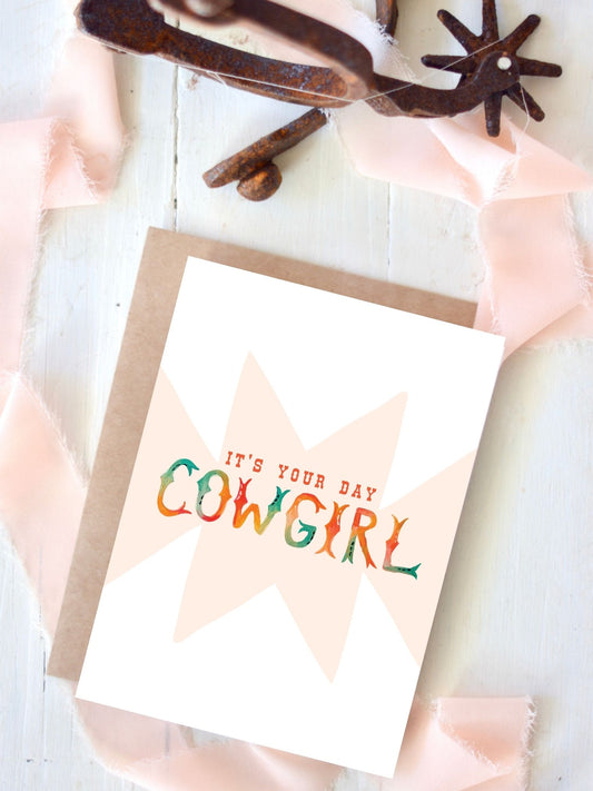 Cowgirl Birthday, Cowgirl Congrats Card, Western Greeting Card