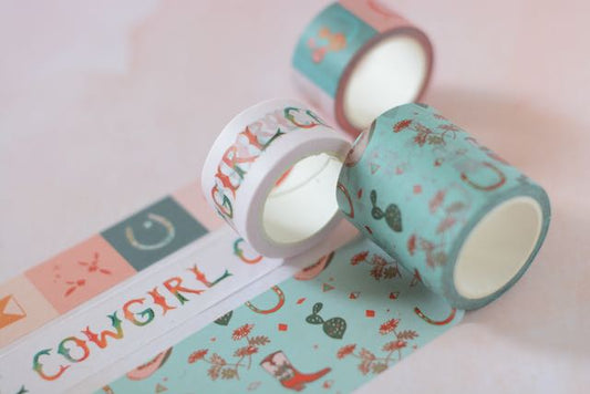 Western Cactus Cowgirl Boot and Hat Washi Tape