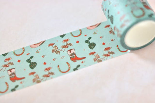 Western Cactus Cowgirl Boot and Hat Washi Tape