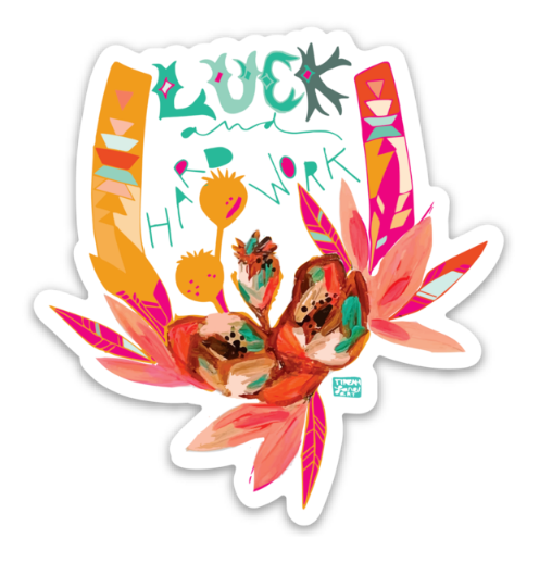 Luck and Hard Work Cowgirl Horseshoe Western Sticker
