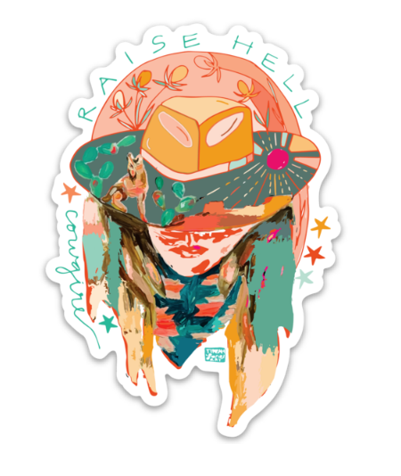 Raise Hell Cowgirl Western Colorful Sticker