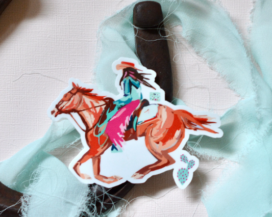 cowgirl horse waterproof sticker